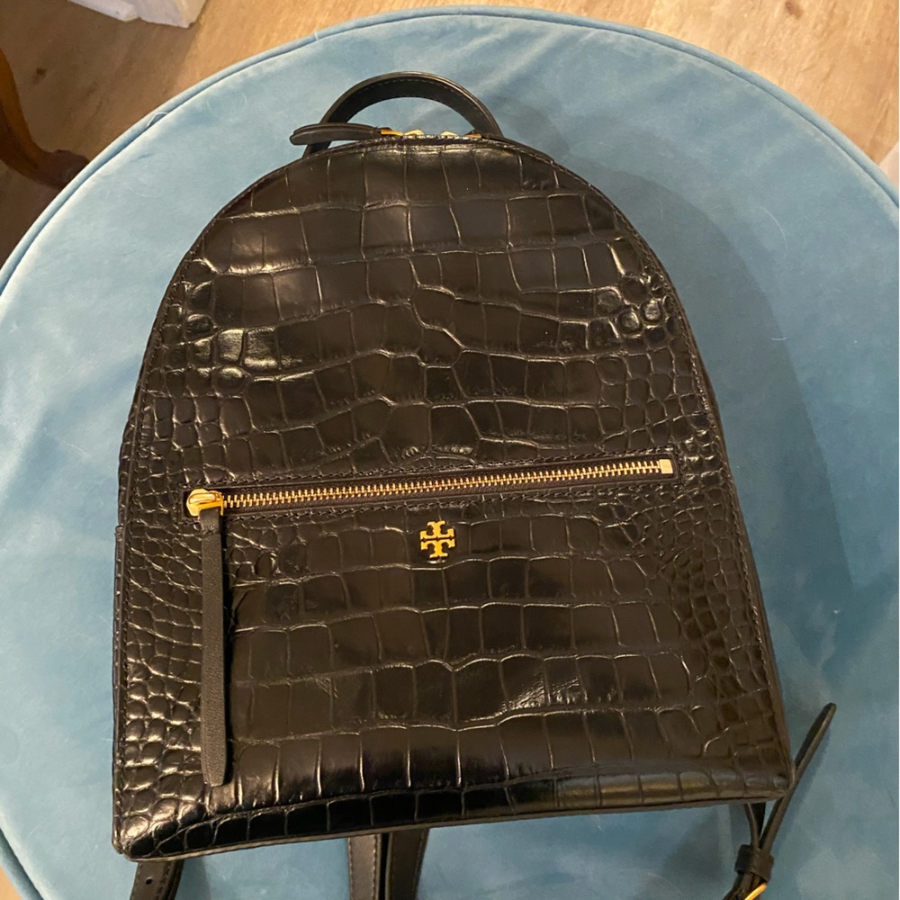 Tory Burch Croc Embossed Backpack